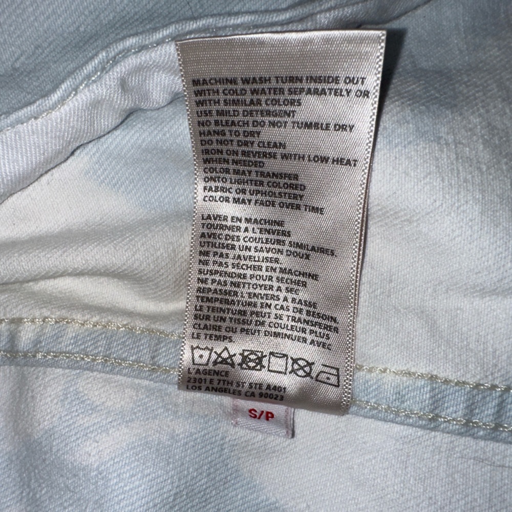 New L'AGENCE Janelle denim jacket in Light Blue acid wash Size Petite Small - Picture 6 of 10